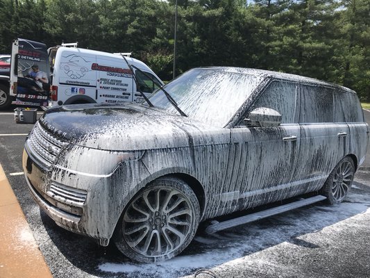 We utilize a foam bath and two bucket wash method for every vehicle we service.