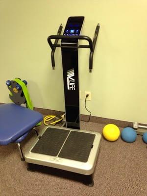 This is the vibration plate they put you on to work more muscle groups during a workout and burn more fat.