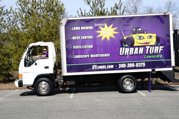 Lawn care truck heading out for our Residental lawn mowing route