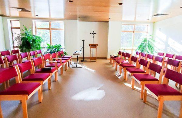 Oratory is open for prayer. Prayer is often held multiple times a day.

https://holywisdommonastery.org/visit/prayer/