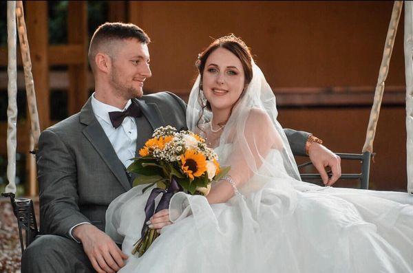 Happy bride & groom on their wedding day