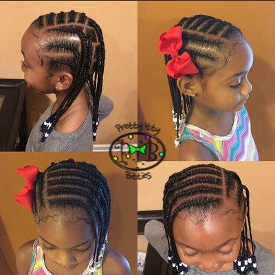 Braided styles with beads. Hair accessories are included with every style.