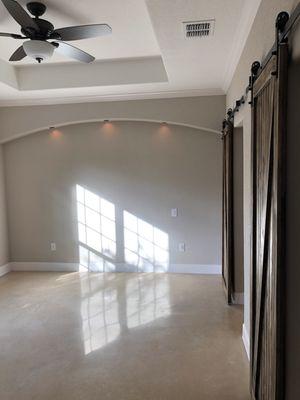 Our master bedroom with cool design features that Kurk Homes offered!