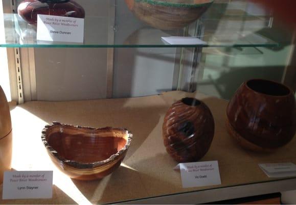 On display- Gorgeous hand crafted wood pieces from the local wood turners group-