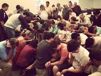 Youth group post-camp prayer time.