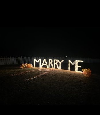 Now offering!
4ft MARRY ME Letters with Lights for rent.   Delivery included depending on location. Will also set up