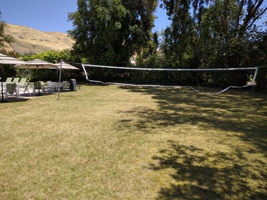 Volleyball net is a tad bit worn but certainly does what it's supposed to.