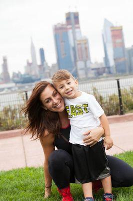 Founder of Sweat NJ KIDS, Gina Trochiano and her son.