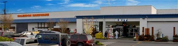 Puyallup McLendon Hardware store: McLendon Home Services has an in-store showroom with windows, decking, railing, and entry doors on display