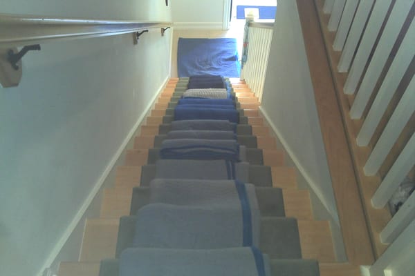 Going up stairs with the floor protected