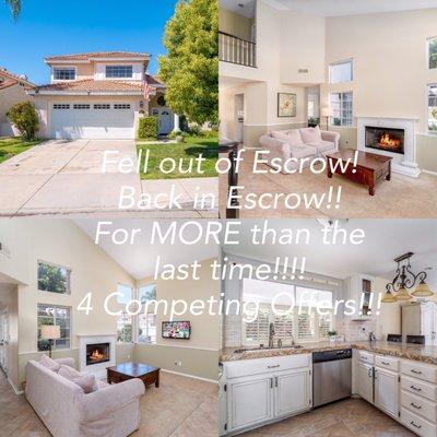 Back in Escrow!  Way over asking!!