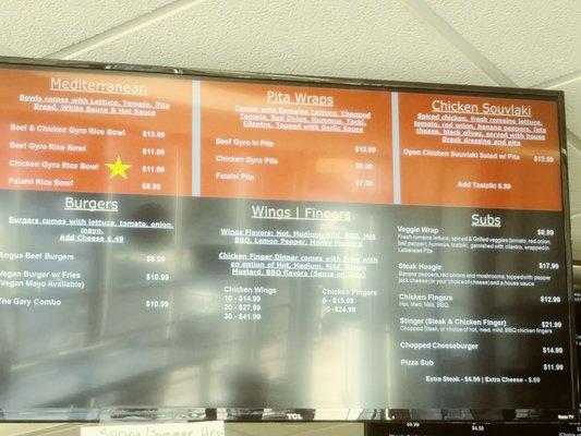 Menu board