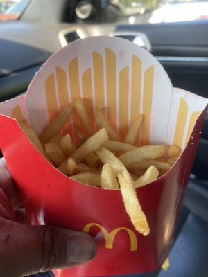 Warm, rubbery fries that filled half the box.