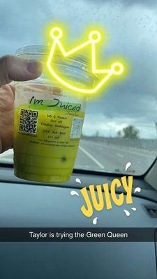 Green Queen juice over ice