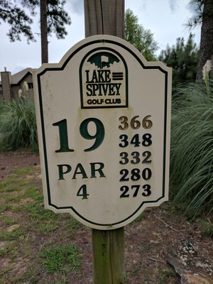 Hole 19 marker. Yes, this course has 19 holes. This hole used to be the old 9th (or 18th, I can't remember) before the course redesign.