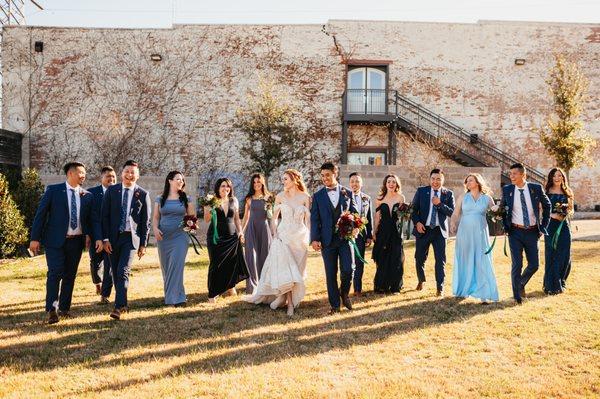 Wedding party in courtyard