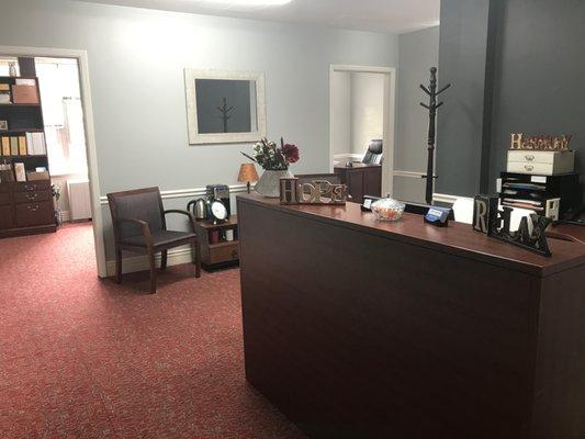 The reception area of J. Rench Law Firm, LLC.