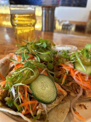 Chicken and green chile banh mi tacos