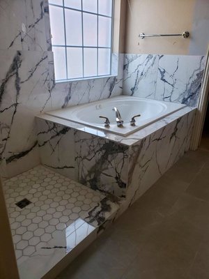 Marble shower tub combo