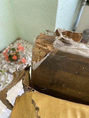 Just one of the damaged Butcher Block corners