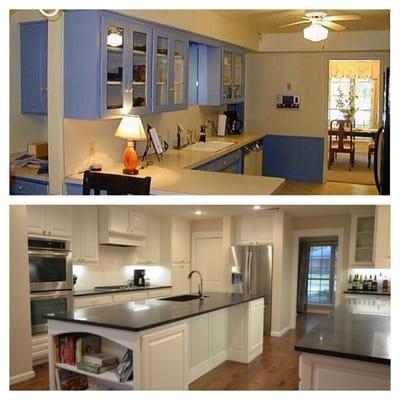 Before and after of kitchen