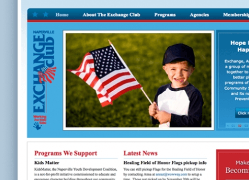 Website design and development for the Napervill Exchange Club