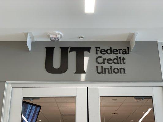 UTFCU sign above front door.