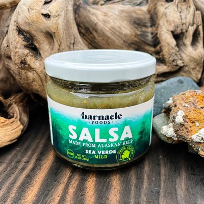 Salsa Verde made with Alaskan Kelp Seaweed from Barnacle Foods.