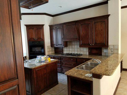 Stain kitchen cabinets