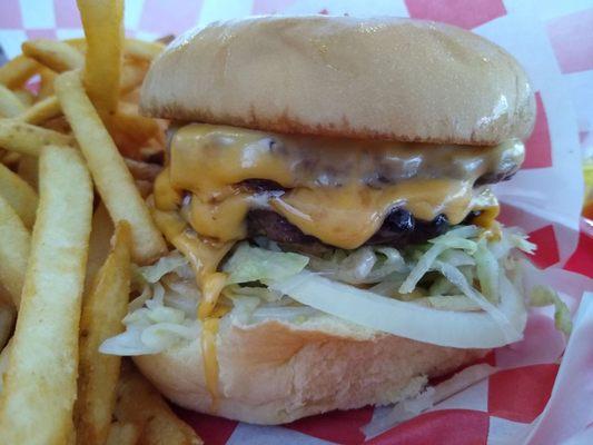 Double cheeseburger with fries