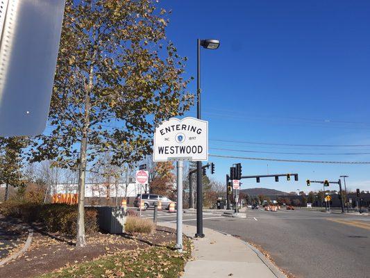 Entering Westwood from Norwood. This sign is on Dedham Street.