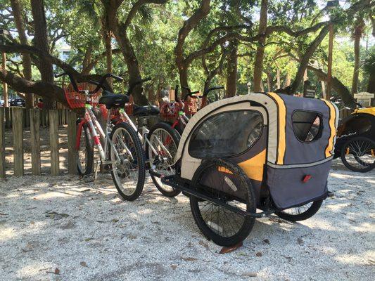 Kids love to ride in the pull carts to go to the Harbor Town playground!