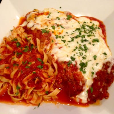 Veal Parm. With home made gravy and pasta by Chef Linda!