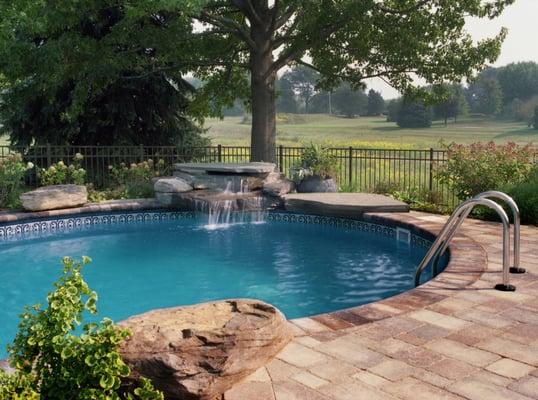 Rock outcroppings give this pool a natural look and design.