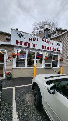 Hood old-fashioned roadside hot dog stand.