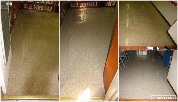 Dirt embedded in the wax of your commercial VCT?  Renu Carpet and Tile Cleaning performs Strip and Wax jobs.