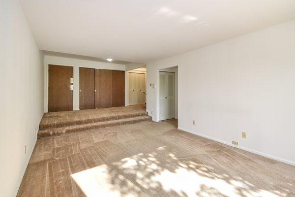 Open floor plan with sunken living room