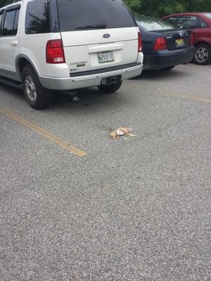 Trash in the parking lot