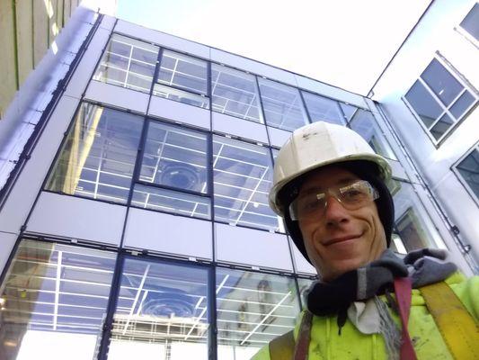 This was me caulking the windows for the college down in Atlantic City, looked cold!