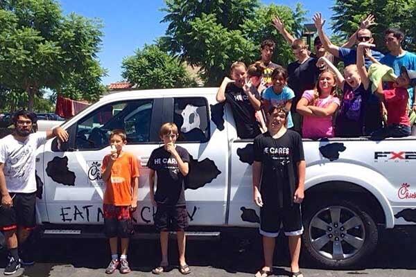 Youth after a hard day of work washing cars, thanks to the Upland Chick-Fil-A for sponsoring us.