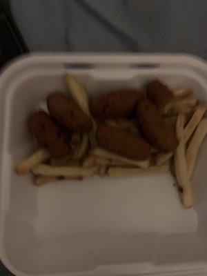 Limp fries and harder than hard hush puppies...