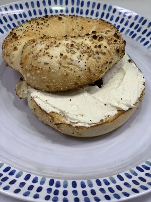 Toasted bagel with cream cheese $2.50