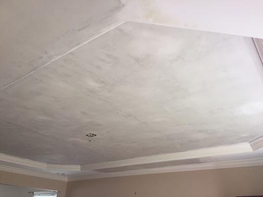 After Done Wright: completely replaced the recessed portion of our dining ceiling. Two previous are after the plumber.