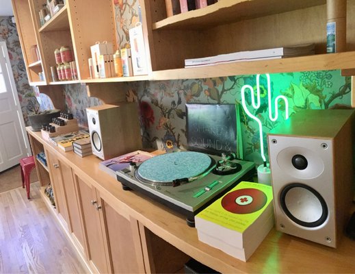 Record player and books