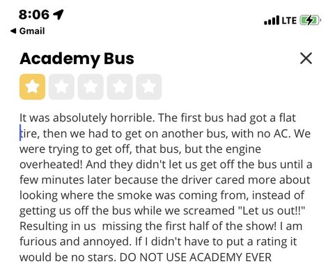 Another review from my aunt who was on the same bus with me