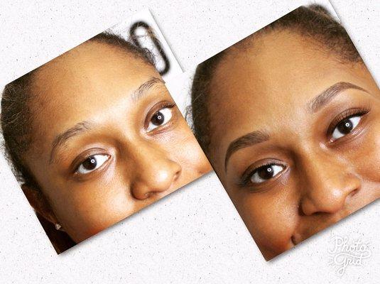 Brow tinting and strip lashes