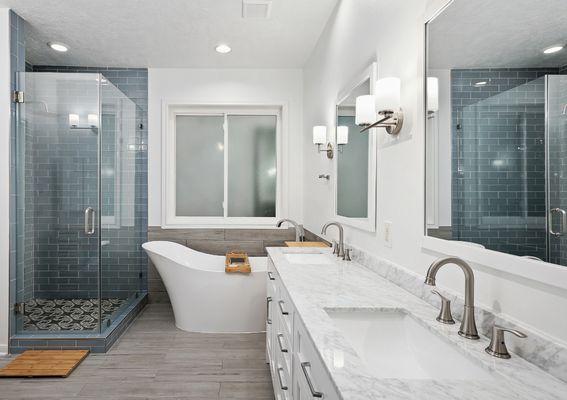 Contemporary transitional bathroom remodel in the Galleria area