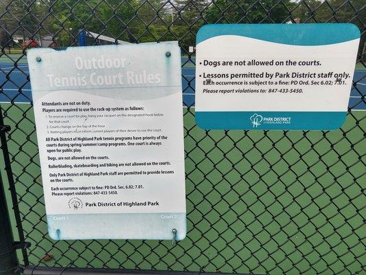 Tennis Court Rules