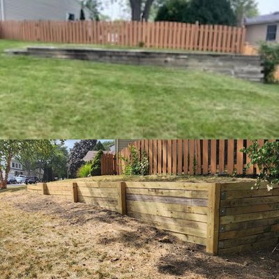 Before and after of retention wall update