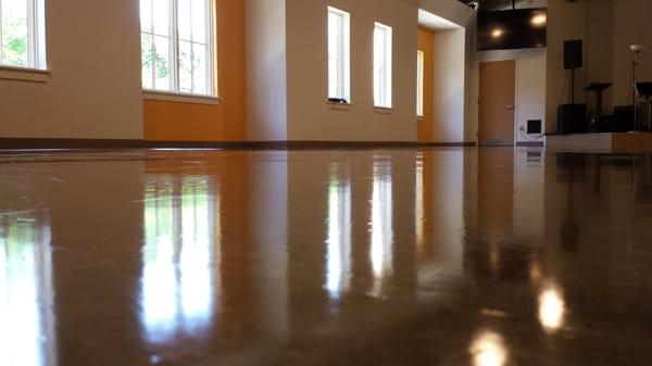 Freshly waxed youth room floor